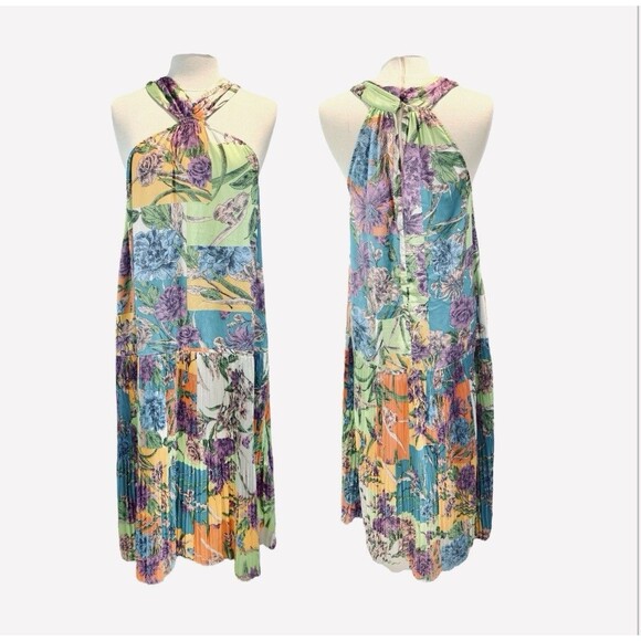 Anthropologie Current Air Dress Floral Patchwork Print Boho Fairy Flowy M - Picture 2 of 7